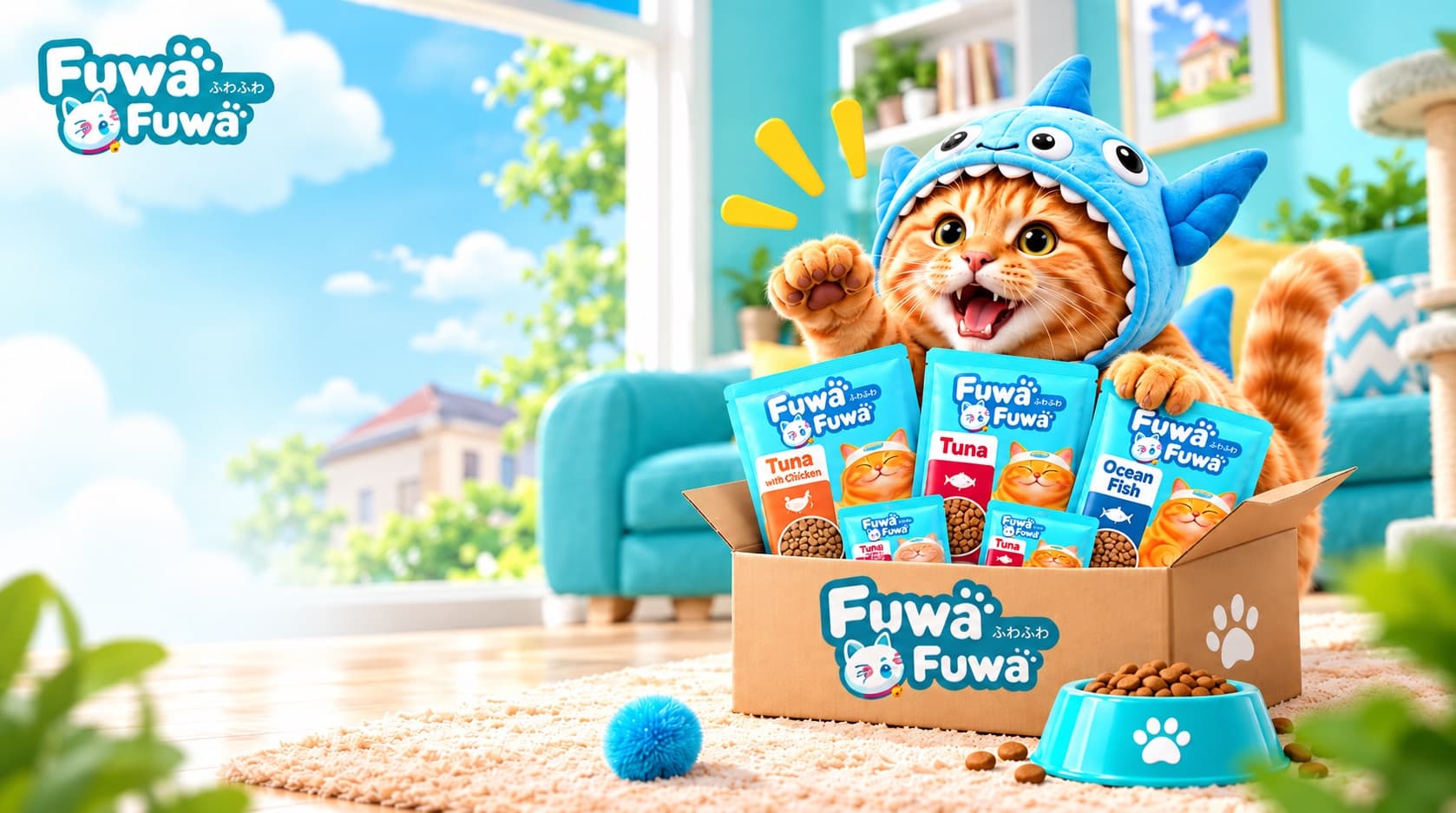 Banner langganan Fuwa Fuwa: kiriman makanan kucing yang datang tiap bulan ke rumah